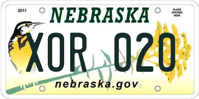 NE license plate XOR020
