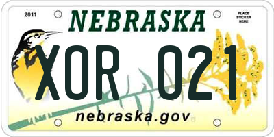 NE license plate XOR021