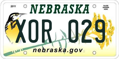 NE license plate XOR029
