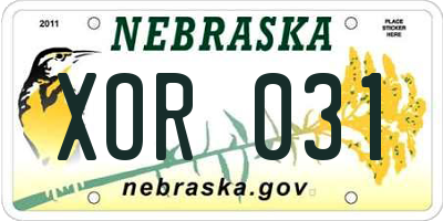 NE license plate XOR031