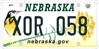 NE license plate XOR058