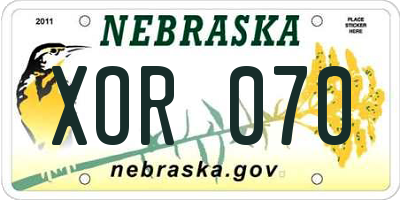 NE license plate XOR070