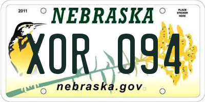 NE license plate XOR094