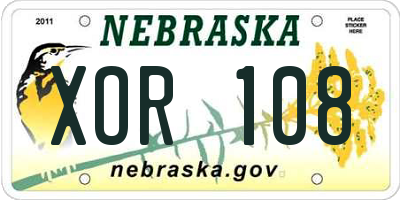 NE license plate XOR108