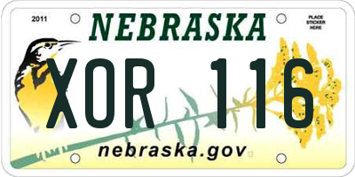 NE license plate XOR116