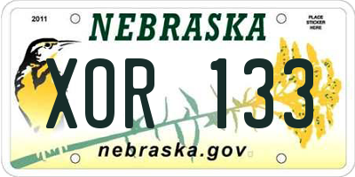 NE license plate XOR133