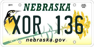 NE license plate XOR136