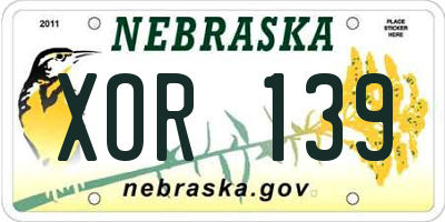 NE license plate XOR139