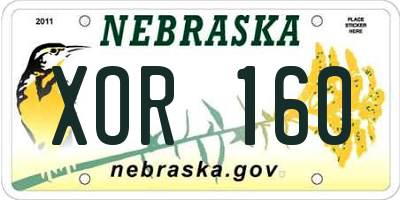NE license plate XOR160
