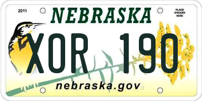 NE license plate XOR190