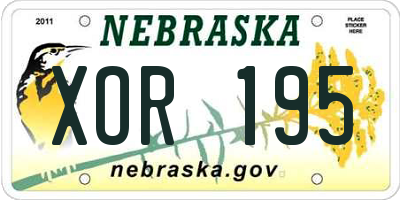 NE license plate XOR195