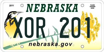NE license plate XOR201
