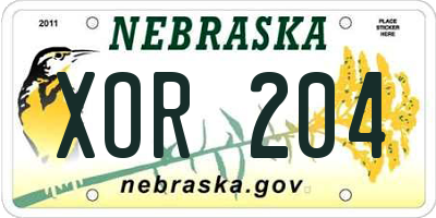 NE license plate XOR204