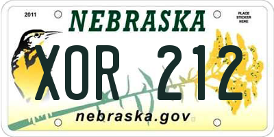 NE license plate XOR212