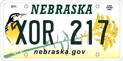 NE license plate XOR217