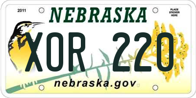 NE license plate XOR220