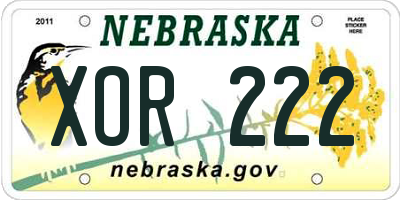 NE license plate XOR222