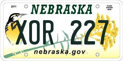 NE license plate XOR227