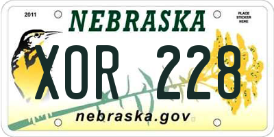 NE license plate XOR228