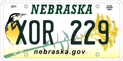 NE license plate XOR229