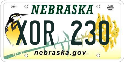 NE license plate XOR230