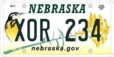 NE license plate XOR234