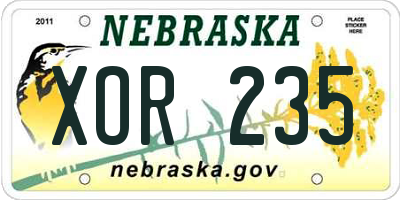 NE license plate XOR235