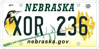 NE license plate XOR236