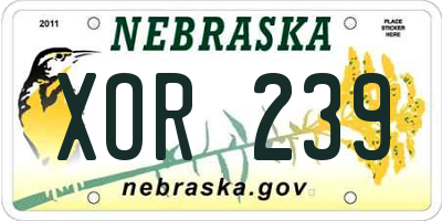 NE license plate XOR239