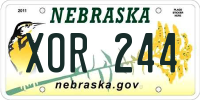 NE license plate XOR244