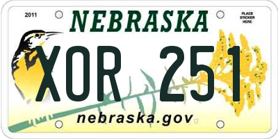 NE license plate XOR251