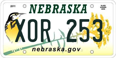NE license plate XOR253