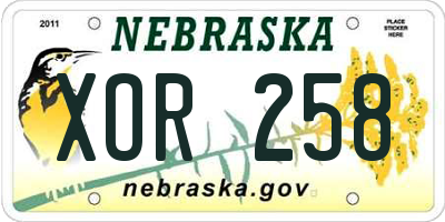 NE license plate XOR258