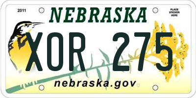 NE license plate XOR275