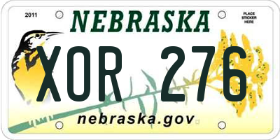NE license plate XOR276