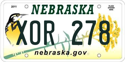 NE license plate XOR278