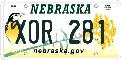 NE license plate XOR281
