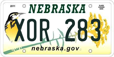 NE license plate XOR283