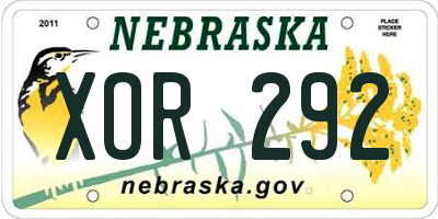 NE license plate XOR292