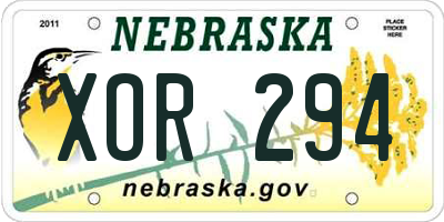 NE license plate XOR294