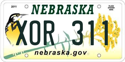 NE license plate XOR311