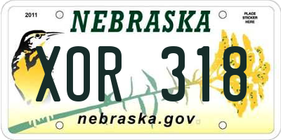 NE license plate XOR318