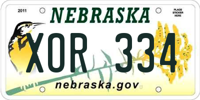 NE license plate XOR334