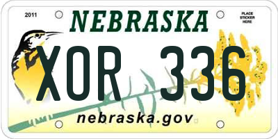 NE license plate XOR336