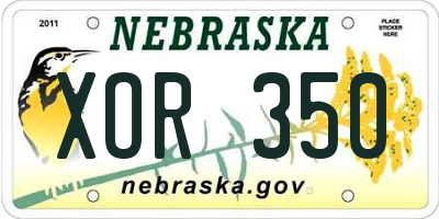 NE license plate XOR350