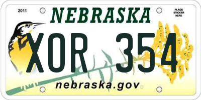 NE license plate XOR354