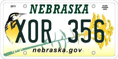 NE license plate XOR356