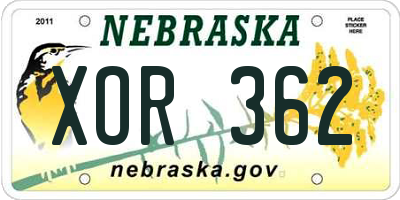 NE license plate XOR362