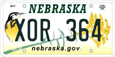 NE license plate XOR364