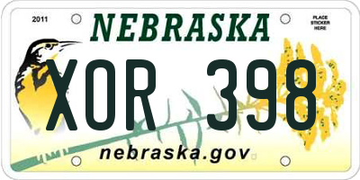 NE license plate XOR398